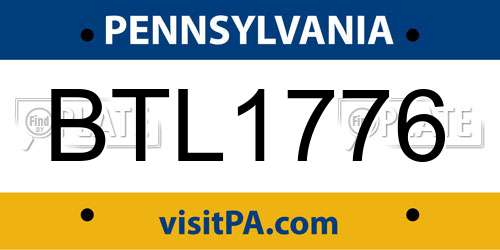 BTL1776 Pennsylvania License Plate