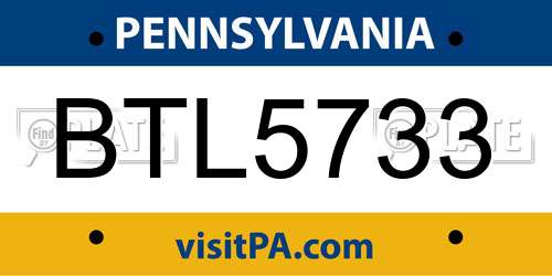 BTL5733 Pennsylvania License Plate