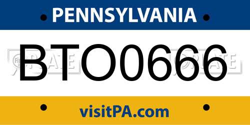 BTO0666 Pennsylvania License Plate