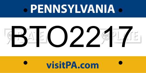 BTO2217 Pennsylvania License Plate
