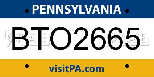 BTO2665 Pennsylvania License Plate