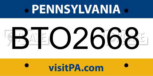 BTO2668 Pennsylvania License Plate