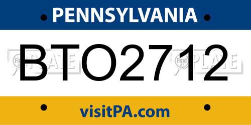 BTO2712 Pennsylvania License Plate