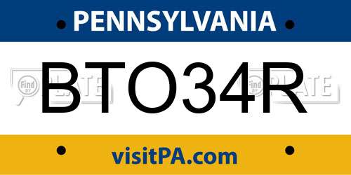 BTO34R Pennsylvania License Plate