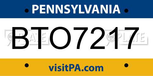 BTO7217 Pennsylvania License Plate