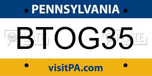BTOG35 Pennsylvania License Plate