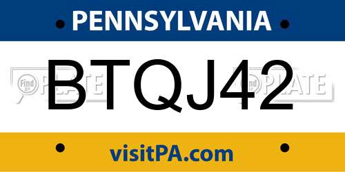 BTQJ42 Pennsylvania License Plate