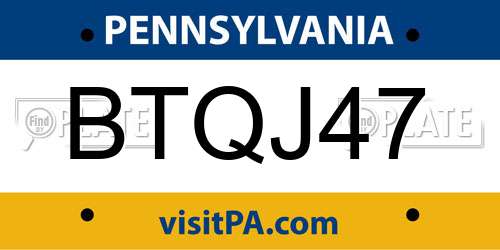 BTQJ47 Pennsylvania License Plate