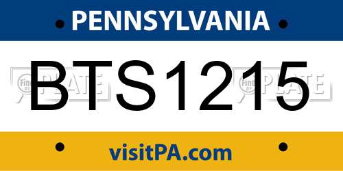 BTS1215 Pennsylvania License Plate