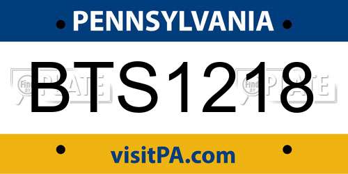 BTS1218 Pennsylvania License Plate