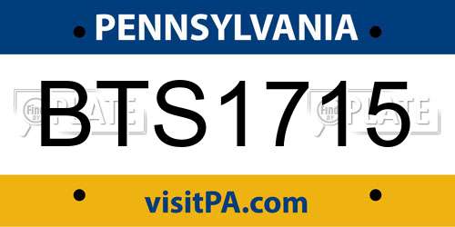 BTS1715 Pennsylvania License Plate