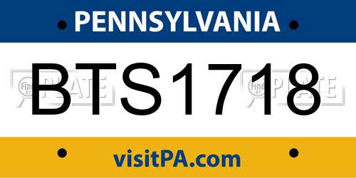 BTS1718 Pennsylvania License Plate