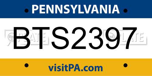 BTS2397 Pennsylvania License Plate