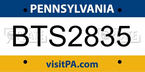 BTS2835 Pennsylvania License Plate