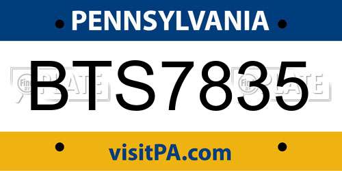 BTS7835 Pennsylvania License Plate