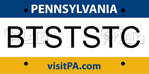 BTSTSTC Pennsylvania License Plate