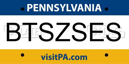 BTSZSES Pennsylvania License Plate