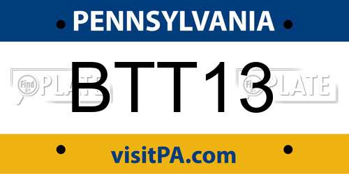BTT13 Pennsylvania License Plate
