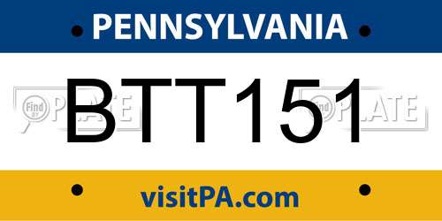 BTT151 Pennsylvania License Plate