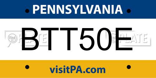 BTT50E Pennsylvania License Plate