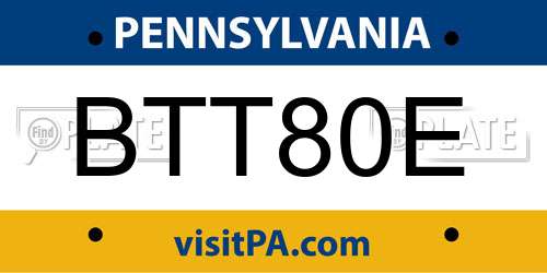 BTT80E Pennsylvania License Plate