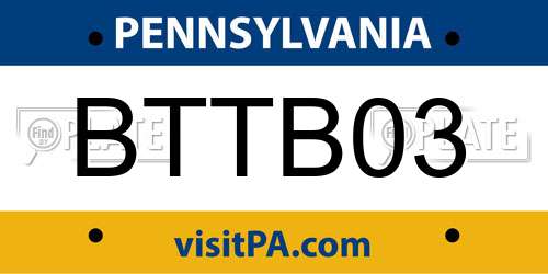 BTTB03 Pennsylvania License Plate