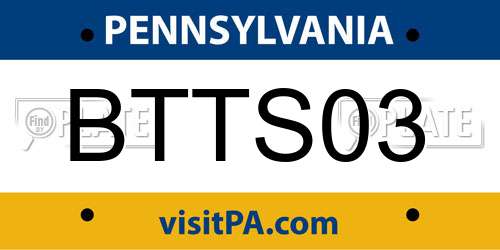 BTTS03 Pennsylvania License Plate