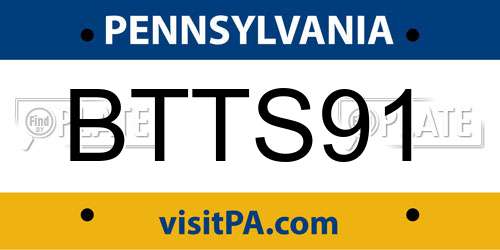 BTTS91 Pennsylvania License Plate