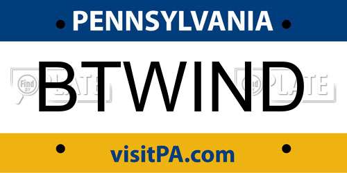 BTWIND Pennsylvania License Plate