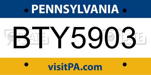 BTY5903 Pennsylvania License Plate