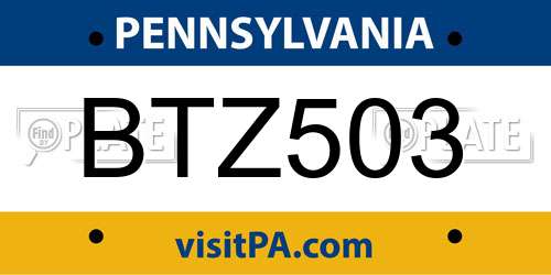 BTZ503 Pennsylvania License Plate
