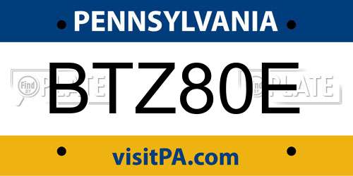 BTZ80E Pennsylvania License Plate