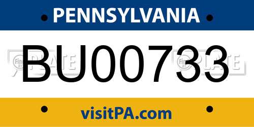 BU00733 Pennsylvania License Plate