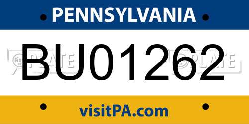 BU01262 Pennsylvania License Plate