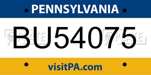 BU54075 Pennsylvania License Plate