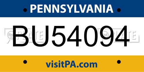 BU54094 Pennsylvania License Plate