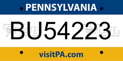 BU54223 Pennsylvania License Plate