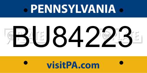 BU84223 Pennsylvania License Plate