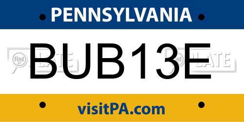 BUB13E Pennsylvania License Plate