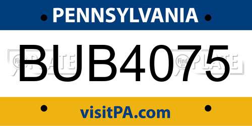 BUB4075 Pennsylvania License Plate