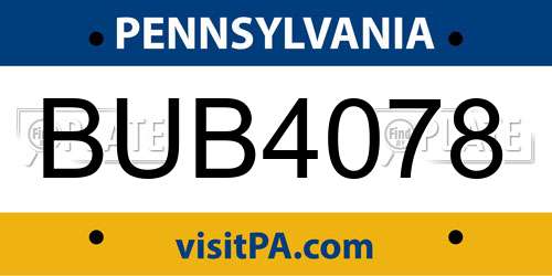 BUB4078 Pennsylvania License Plate