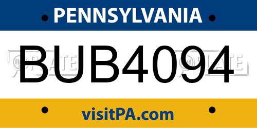 BUB4094 Pennsylvania License Plate