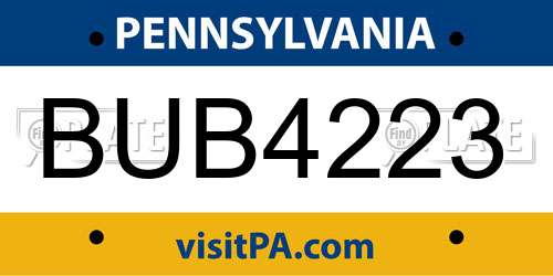 BUB4223 Pennsylvania License Plate