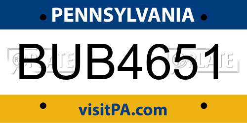 BUB4651 Pennsylvania License Plate