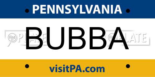 BUBBA Pennsylvania License Plate