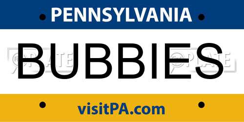 BUBBIES Pennsylvania License Plate