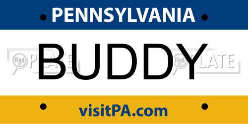 BUDDY Pennsylvania License Plate