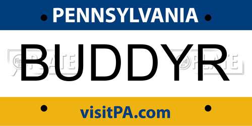 BUDDYR Pennsylvania License Plate