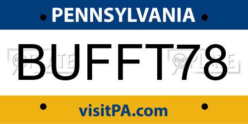 BUFFT78 Pennsylvania License Plate