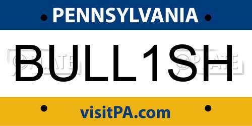 BULL1SH Pennsylvania License Plate